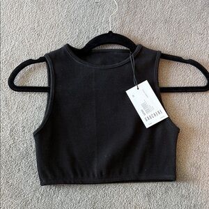 Black Ribbed Crop Top